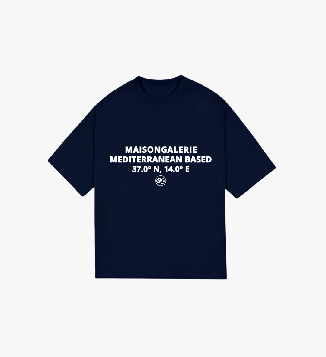 T-shirt bleu marine, motif méditerranéen