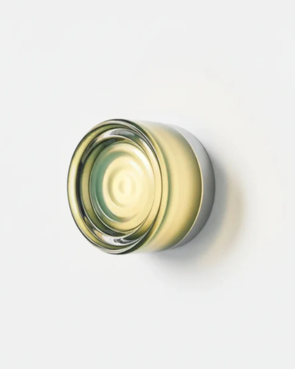 Wall Lamp - ALBA, pale green rippled glass dome on a polished aluminium base