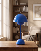 Table Lamp - AZURE, domed table lamp in glossy blue painted metal, view 3