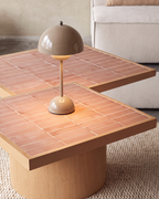 Table Lamp - SAND, domed table lamp in glossy sand beige painted metal, view 2