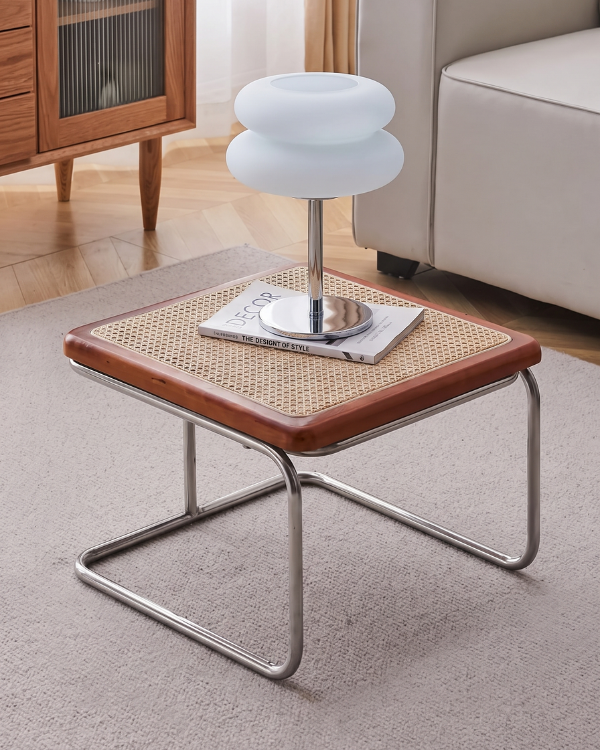 Macaron Table Lamp - CLOUD, two stacked frosted white domes on a slim chrome stem, view 3