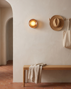 Wall Lamp - EVO, amber-tinted glass dome on a white aluminium base, view 9