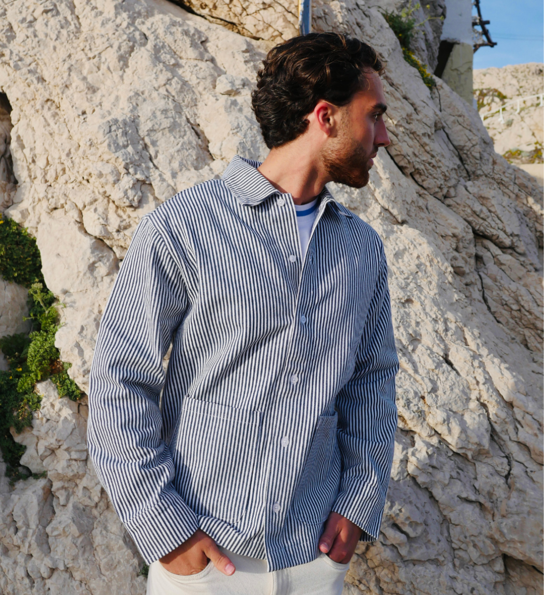 Stripped Overshirt Blue
