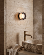 Wall Lamp - OVA, smoke grey glass dome on a matte black aluminium base, view 9