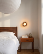 Wall Lamp - OVA, smoke grey glass dome on a matte black aluminium base, view 4