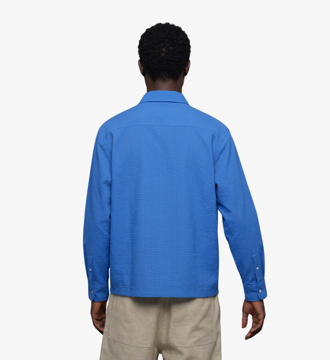 Chemise en seersucker bleu