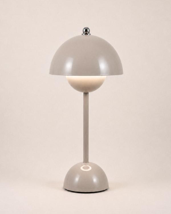 Table Lamp - SAND, domed table lamp in glossy sand beige painted metal