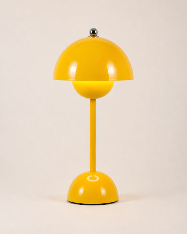Table Lamp - CANARY, domed table lamp in glossy yellow painted metal