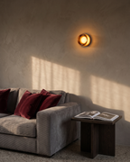 Wall Lamp - AVA, amber-tinted glass dome on a matte black aluminium base, view 8
