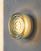 Wall Lamp - ALBA, pale green rippled glass dome on a polished aluminium base, view 3