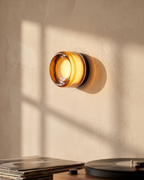 Wall Lamp - AVA, amber-tinted glass dome on a matte black aluminium base, view 4
