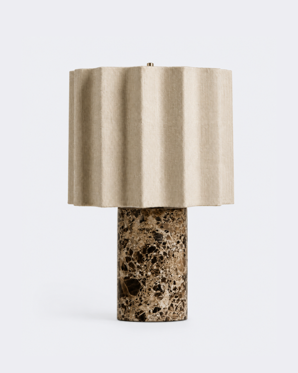 Lamp - Cozze Signature, vertically pleated shade on a stone-look base