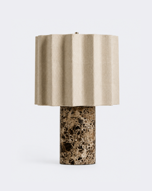 Lamp - Cozze Signature, vertically pleated shade on a stone-look base