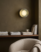 Wall Lamp - ALBA, pale green rippled glass dome on a polished aluminium base, view 9