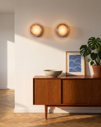 Wall Lamp - ILA, copper-toned ribbed glass dome on a matte black aluminium base, view 4
