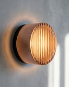 Wall Lamp - ILA, copper-toned ribbed glass dome on a matte black aluminium base, view 7
