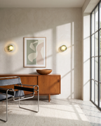 Wall Lamp - ALBA, pale green rippled glass dome on a polished aluminium base, view 4