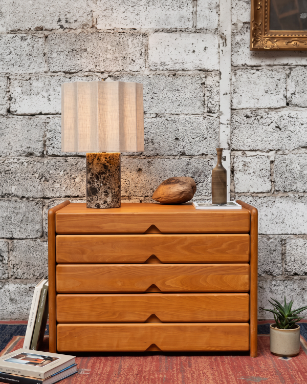 Lamp - Cozze Signature, vertically pleated shade on a stone-look base, view 5
