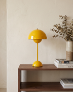 Table Lamp - CANARY, domed table lamp in glossy yellow painted metal, view 3