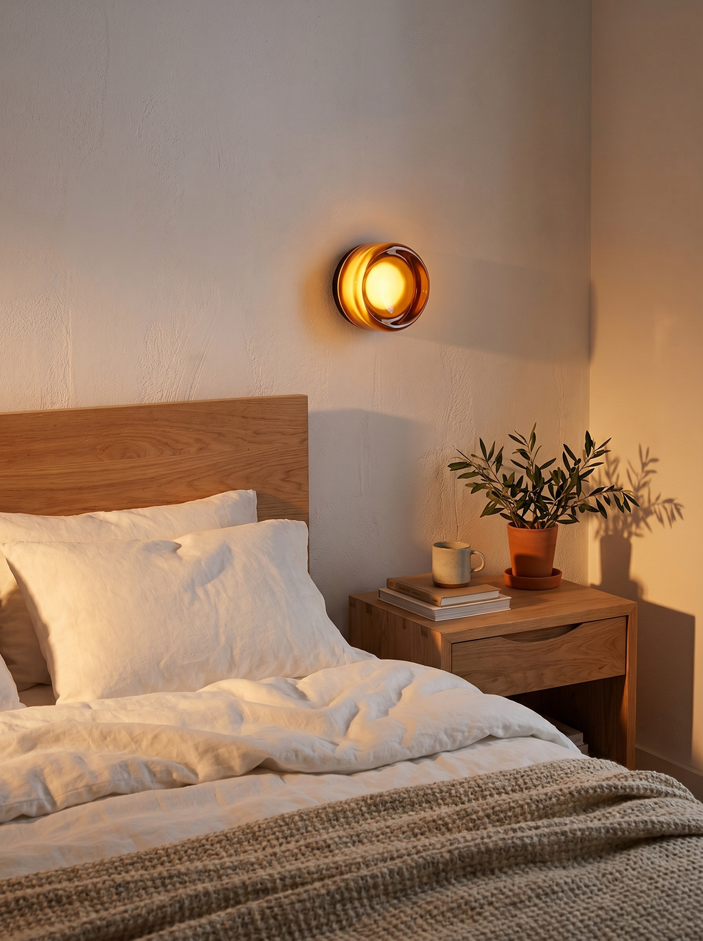 Wall Lamp - AVA, amber-tinted glass dome on a matte black aluminium base, view 9