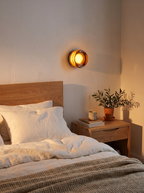 Wall Lamp - AVA, amber-tinted glass dome on a matte black aluminium base, view 9