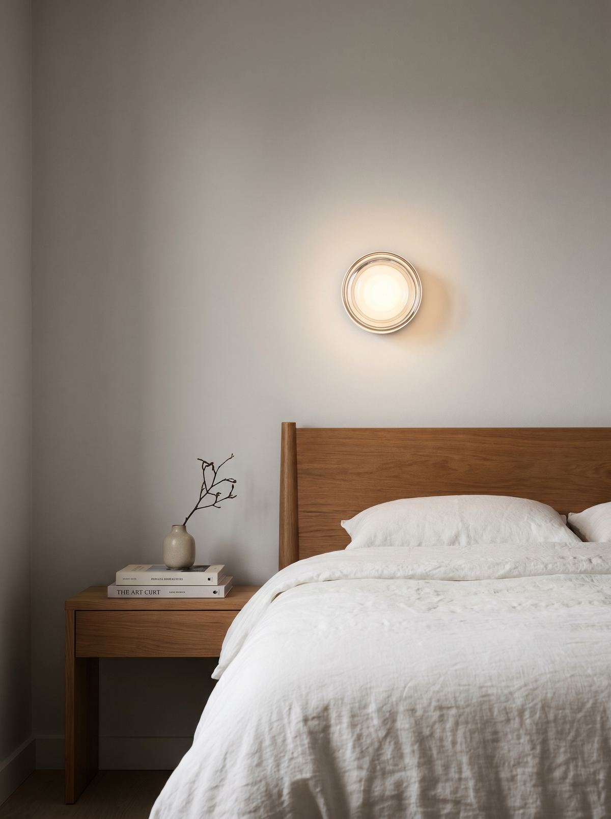 Wall Lamp - LILA, frosted opal glass dome on a matte black aluminium base, view 3