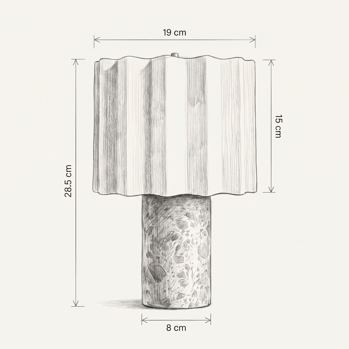 Cozze Portable Table Lamp – Pleated Shade & Stone-Look Base, Dimmable