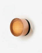 Wall Lamp - ILA, copper-toned ribbed glass dome on a matte black aluminium base